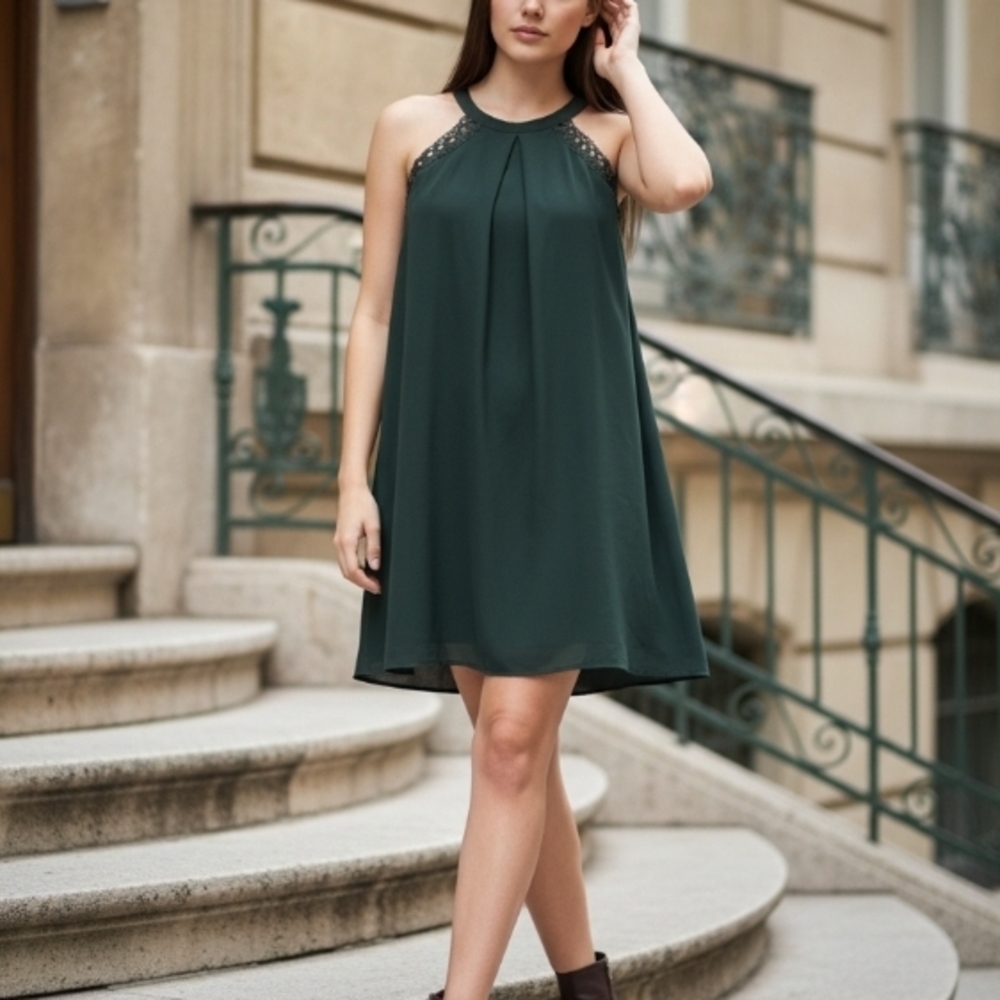 XS IZ Byer Chic Forest Green Sleeveless Mini Dress